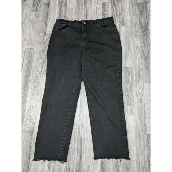 (3/$35) Gloria Vanderbilt Size 12 Short Amanda Fringe Hem Black Denim Jeans - Picture 1 of 12